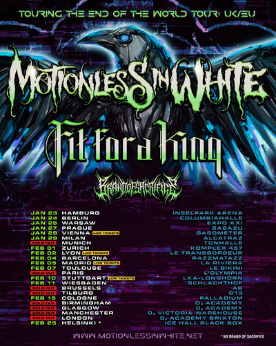 Brand of Sacrifice announces European tour with Motionless in White & Fit For a King